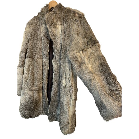 Vintage Handmade Patchwork Genuine Fur Coat Sz M Longline 8687 - Picture 5 of 8